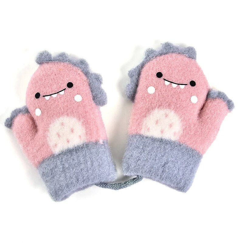 Multifilmi dinosauruste kindad beebile Pehmed paksud soojad vastsündinu kindad tüdrukutele poistele talve puuvillased lapsed lastele labakindad