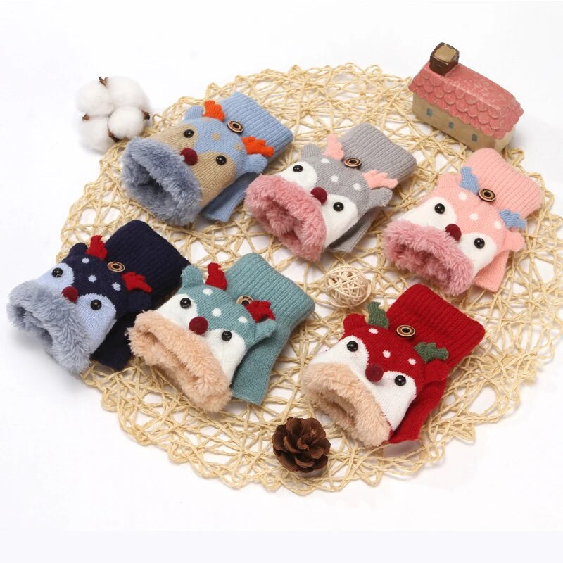 Γελοιογραφία Παιδικά Γάντια χωρίς δάχτυλα Μετατρέψιμα Γάντια Παιδικά Γάντια Χειμώνας Πλεκτά Πλεκτά Γάντια Αγόρια Κορίτσια Βρεφικά Γάντια