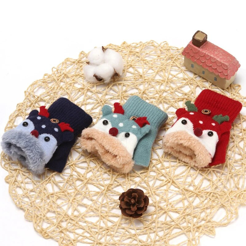 Γελοιογραφία Παιδικά Γάντια χωρίς δάχτυλα Μετατρέψιμα Γάντια Παιδικά Γάντια Χειμώνας Πλεκτά Πλεκτά Γάντια Αγόρια Κορίτσια Βρεφικά Γάντια