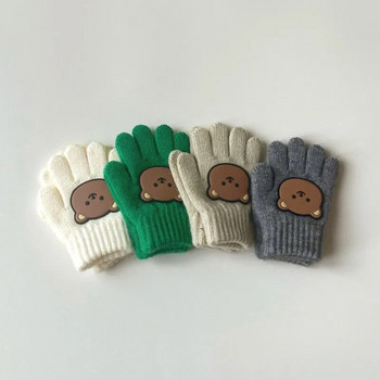 Κορεατικά παιδικά γάντια Cartton Bear Γάντια μωρών πέντε δακτύλων για αγόρια κορίτσια Χειμερινά υπαίθρια ζεστά γάντια σκι Βρεφικά αξεσουάρ 3-7Y