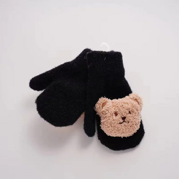 Γάντια για μωρά αρκουδάκι κινουμένων σχεδίων Φθινόπωρο Χειμώνας Ζεστά Παιδιά Γάντια για κοριτσάκι Πλεκτά Παιδιά Μικρό παιδί Χοντρό γάντια που βγάζει δόντια