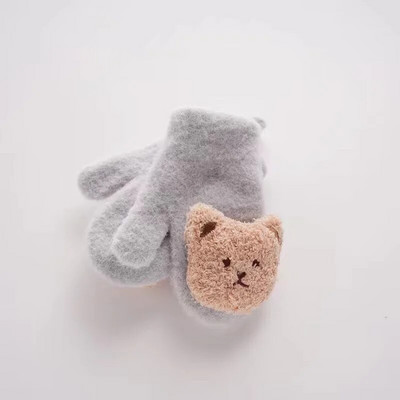 Animacinis filmas Meškiukas Kūdikių kumštinės pirštinės Rudens Žiema Šiltos Vaikai Kūdikių Pirštinės Megztos Vaikams Mažyliui Storos dantukų pirštinės Handschoen