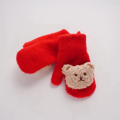 Animacinis filmas Meškiukas Kūdikių kumštinės pirštinės Rudens Žiema Šiltos Vaikai Kūdikių Pirštinės Megztos Vaikams Mažyliui Storos dantukų pirštinės Handschoen