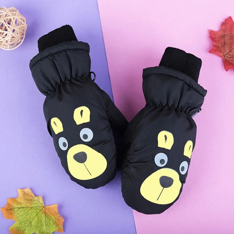 Mielas Meškiukas Animacinis filmas Žiema Vaikams Slidinėjimo Pirštinės Storos Šiltos Neslystančios Kumštinės Neperšlampamos Vėjui atsparios Lauko Sporto Pirštinės vaikams