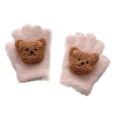 Bear žieminės pirštinės vaikams, minkštos ir šiltos pirštinės, patogios dėvėti berniukams ir mergaitėms, tinkamos nuo 2 iki 8 metų