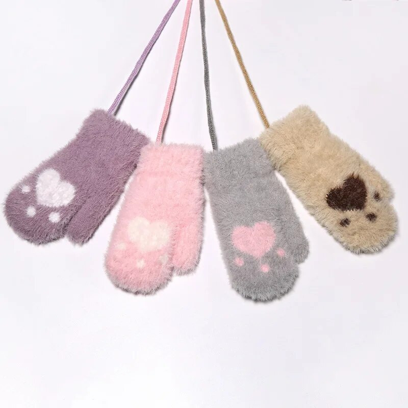 Wecute 2-5Y Animacinių filmų Paw Kūdikių kumštinės pirštinės žiemai Šiltos Vaikams Kūdikiams Mergaitėms Pirštinės megztos Vaikų Vaikų Kūdikių Storos Kūrinės su dantukais