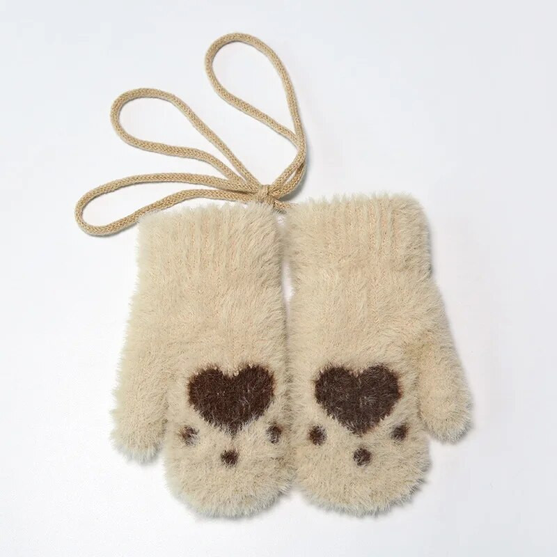 Wecute 2-5Y Animacinių filmų Paw Kūdikių kumštinės pirštinės žiemai Šiltos Vaikams Kūdikiams Mergaitėms Pirštinės megztos Vaikų Vaikų Kūdikių Storos Kūrinės su dantukais