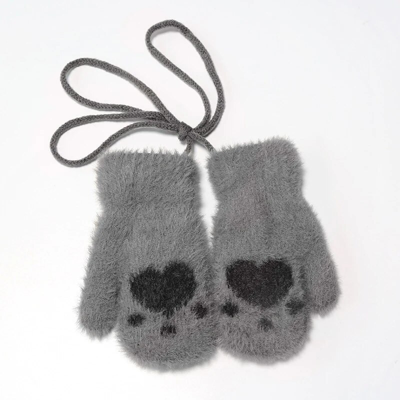 Wecute 2-5Y Animacinių filmų Paw Kūdikių kumštinės pirštinės žiemai Šiltos Vaikams Kūdikiams Mergaitėms Pirštinės megztos Vaikų Vaikų Kūdikių Storos Kūrinės su dantukais