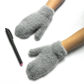 Βρεφικά κοντά γάντια Winter faux Sable Παιδιά Στερεά παχύρρευστα βελούδινα γούνινα γούνια με πλήρη δάχτυλα Φθινοπωρινά θερμότερα χεριών 1-4 ετών