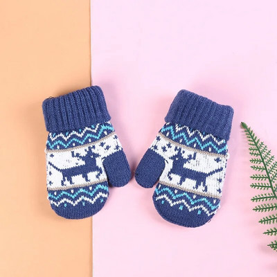 Žieminės storos šiltos kalėdinės kumštinės pirštinės vaikams Vaikiškos pirštinės megztos vilnonės pirštinės bamblys virvė 3-8m berniukams mergaitėms vaikiškos pirštinės