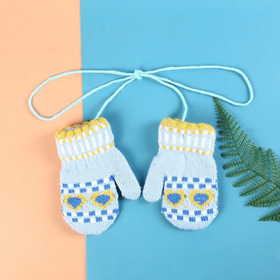 Žieminės storos šiltos kalėdinės kumštinės pirštinės vaikams Vaikiškos pirštinės megztos vilnonės pirštinės bamblys virvė 3-8m berniukams mergaitėms vaikiškos pirštinės