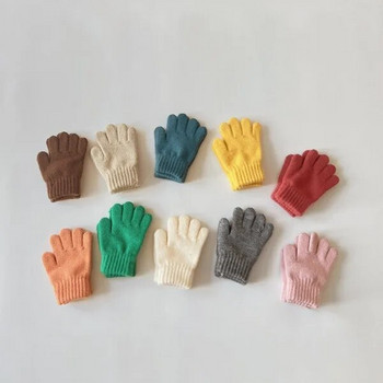 3-7 години зимни деца, момичета, меки, пълни пръсти, плътни, удебелени топли ръкавици, бебешки топли ръкавици за момчета на открито, акрилни ръкавици за деца