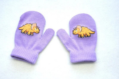 1-5 metų vaikams žieminės kumštinės pirštinės lauko sportui šiltos vilnos pirštinės Animacinio filmo Dinozaurų megztos kumštinės pirštinės mergaitėms kūdikiams berniukams KF192