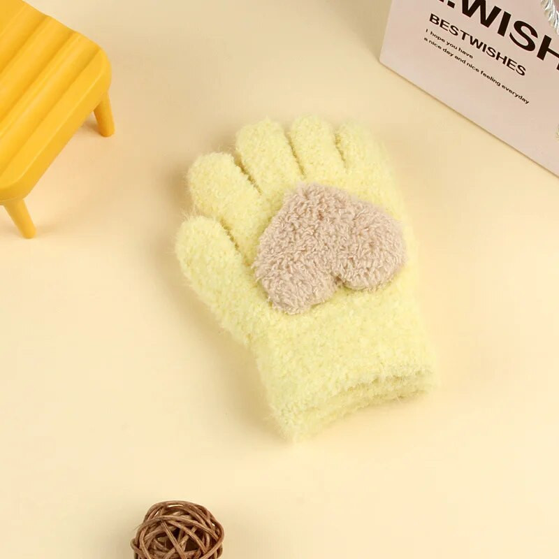 Žieminės koralų vilnos vaikams trumpos pirštinės, storos, kūdikių meilės pliušinės pūkinės pirštinės pirštinės Rudeninis rankų šildytuvas 1-3 metams