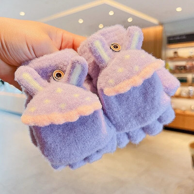1-8 ani Copii de iarnă drăguț Sofy Warm Clamshell Cinci degete Mănuși Bebeluși Fete Mănuși de exterior Băieți Copii Dulci Manusi calde