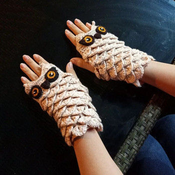 Ενήλικες και παιδιά Χειμώνας Φθινόπωρο Ζεστά θερμαντικά χέρια Γονείς Παιδιά Χειμώνας Υπέροχα χαριτωμένα πλεκτά γάντια κουκουβάγιας