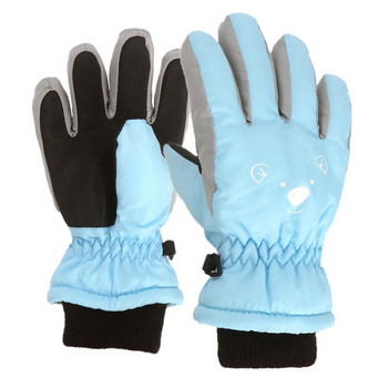 Παιδικά χειμωνιάτικα αδιάβροχα γάντια για χιόνι μονόχρωμα Fleece αυτιά κινουμένων σχεδίων Θερμομονωμένα αντιανεμικά αθλητικά γάντια σκι ζεστά 3-6 ετών
