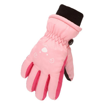 Παιδικά χειμωνιάτικα αδιάβροχα γάντια για χιόνι μονόχρωμα Fleece αυτιά κινουμένων σχεδίων Θερμομονωμένα αντιανεμικά αθλητικά γάντια σκι ζεστά 3-6 ετών