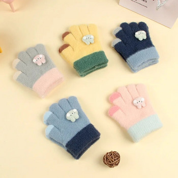 Анимационни момчета и момичета Бебешки ръкавици за ръце Удебелени детски ръкавици за деца Зимни плетени вълнени ръкавици с пълни пръсти Gants Enfants 유아장갑