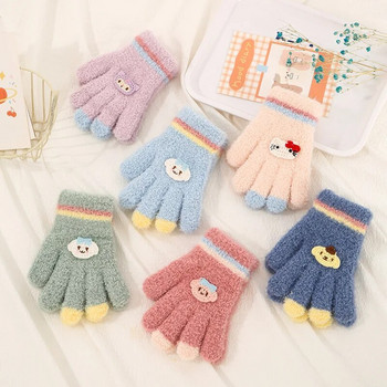 Анимационни момчета и момичета Бебешки ръкавици за ръце Удебелени детски ръкавици за деца Зимни плетени вълнени ръкавици с пълни пръсти Gants Enfants 유아장갑