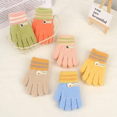 Cartoon Boy Girl Baby Hand Gloves Thicken Children Mittens for Kids Winter Full Finger Knitted Wool Gloves Gants Enfants 유아장갑