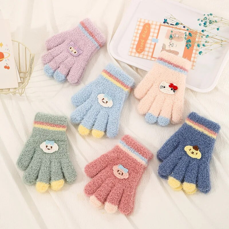 Γελοιογραφία αγόρι κορίτσι μωρό γάντια χεριών παχύρρευστα παιδικά γάντια για παιδιά Χειμερινά πλεκτά μάλλινα γάντια νήπια 유아장갑