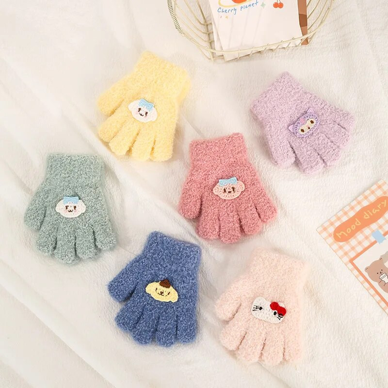 Γελοιογραφία αγόρι κορίτσι μωρό γάντια χεριών παχύρρευστα παιδικά γάντια για παιδιά Χειμερινά πλεκτά μάλλινα γάντια νήπια 유아장갑