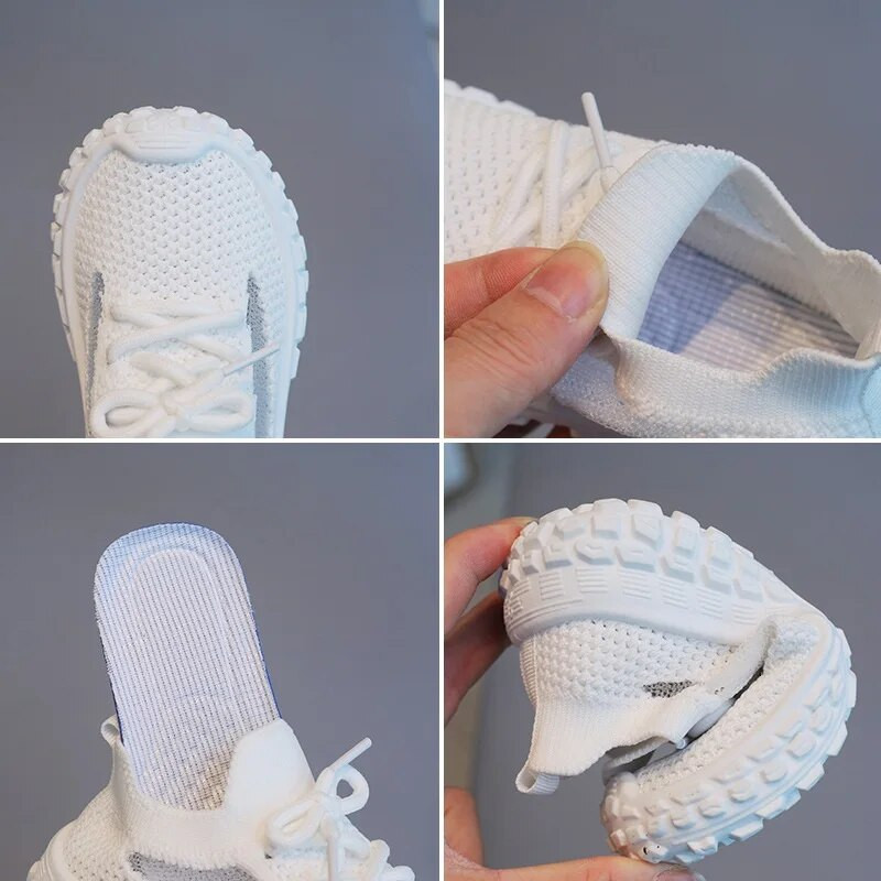 Kruleepo Παιδικά αερόπλέγματα αναπνεύσιμα λευκά αθλητικά αθλητικά παπούτσια αγόρια κορίτσια Παιδικά υπαίθρια ελαφριά παπούτσια casual μόδας Μαλακά Schuhe