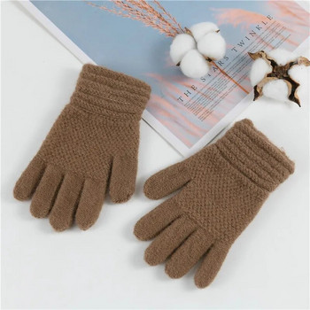 Ръкавици Зимни Детски Зимни плътни плетени ръкавици Зимни пълни пръсти Ветроустойчиви Бебешки момичета Момчета Топли еластични ръкавици Варежки Зимние
