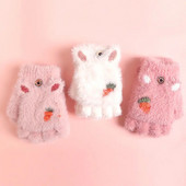 Χαριτωμένα παιδικά γάντια χειμωνιάτικο ζεστό ψεύτικο γούνα πλεκτό αγόρι κορίτσι Παιδικό γάντι κινούμενα σχέδια Κάλυμμα με μισό δάχτυλο Γάντια εξωτερικού χώρου 3-7Y