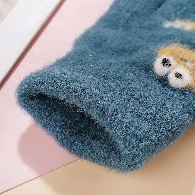 3–9 metų žiemos šiltos megztos pirštinės Animacinis filmas mažas dinozauras, sustorintas pliušinis vaikams, žiemai, kūdikiams, kumštinės pirštinės, vaikiškos pirštinės