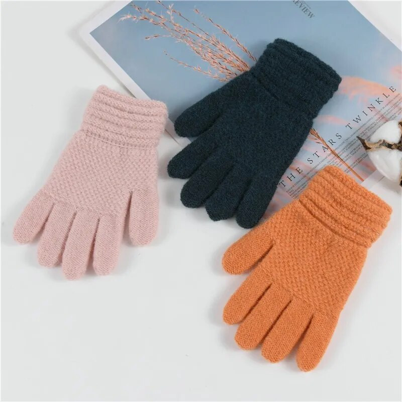 Pirštinės Žiemos Vaikams Žiemos Tvirtas Megztos Kumštinės Žiemos Pilnas Pirštas Nelaidus vėjui Kūdikiai Mergaitėms Berniukams Šiltos Elastinės Pirštinės Варежки Зимние
