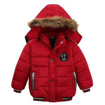 Keep Warm Φθινοπωρινό Χειμώνα Μπουφάν για αγόρια με γούνινο γιακά με κουκούλα Βρεφικό παλτό Μόδα με φερμουάρ Εξωτερικά ρούχα για αγόρι 2-6 ετών Παιδικά ρούχα Δώρο γενεθλίων