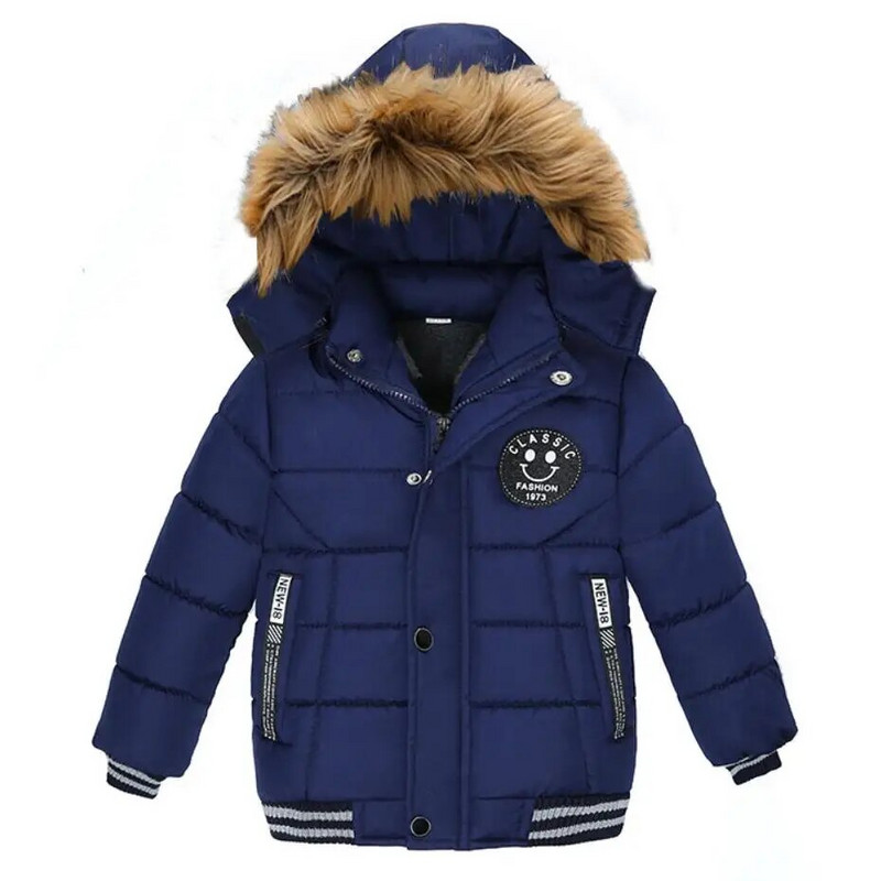 Lauko striukė berniukams Žieminiai su gobtuvu Užtrauktuku Viršutiniai drabužiai Šilti Kasdieniai Kūdikiams Aksominiai Stori Paltai Vaikiški Drabužiai Kailiniai Apykaklės Parka