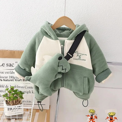 Μπουφάν για αγόρια Βελούδινο βαμβακερό μανίκι Παχύ βαμβακερά ρούχα Μεσαία Μικρά Παιδικά Χειμερινά Ρούχα Παλτό