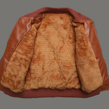 Нови дебели палта за момчета Есенно-зимна мода Голямо детско плюс кадифено затоплящо памучно яке от PU кожа за 2-14 г. Детско връхно облекло
