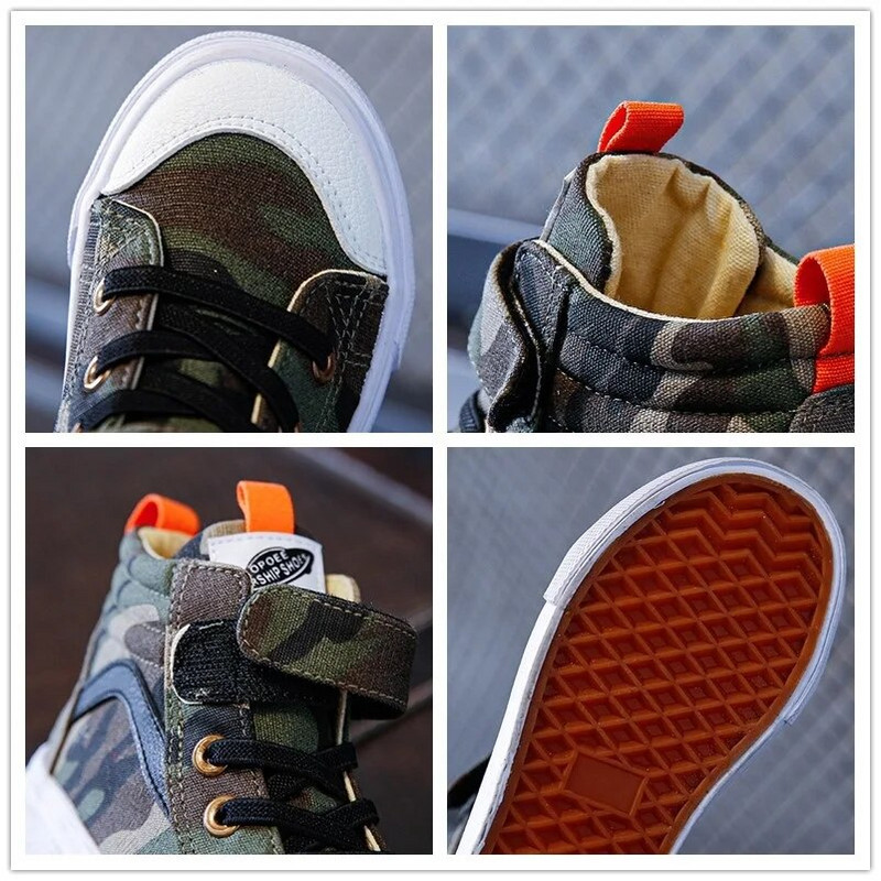 Kruleepo Laste kõrge ülaosaga kamuflaažist lõuendjalatsid Beebitüdrukud Lapsed Poistele Jõusaalimängud Tänavajalatsid Õuespordi Snekaers