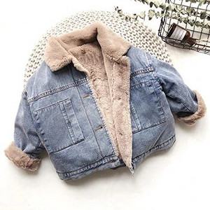 Autumn Winter Thicken Baby Boys Džinsinė striukė su kašmyru Šilti Vaikiški Viršutiniai Drabužiai Madingi Paltai 2 3 4 5 6 7 8 Metų Vaikiški Drabužiai