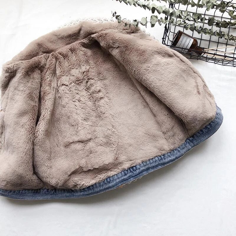 Autumn Winter Thicken Baby Boys Džinsinė striukė su kašmyru Šilti Vaikiški Viršutiniai Drabužiai Madingi Paltai 2 3 4 5 6 7 8 Metų Vaikiški Drabužiai