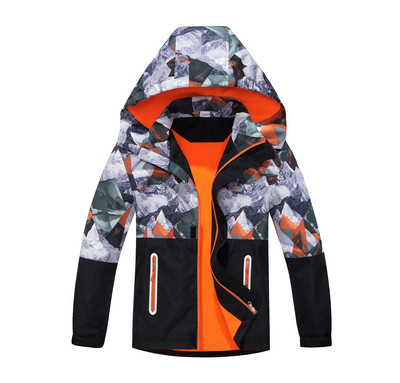 Berniukų geometrijos lietaus striukės su nuimamu gobtuvu Lengvi vandeniui atsparūs vėjo paltai