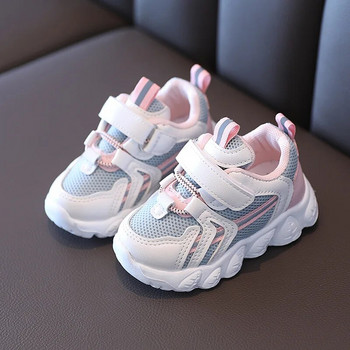 Детски спортни обувки 2024 Пролет Нови бордови обувки за свободното време Бебешки дишащи мрежести обувки Момчета Мека подметка Неплъзгащи се детски обувки