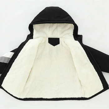 Палто за момчета Яке Палто Памук 2023 Топло с цип плюс кадифе Удебелено зимно коледно детско облекло