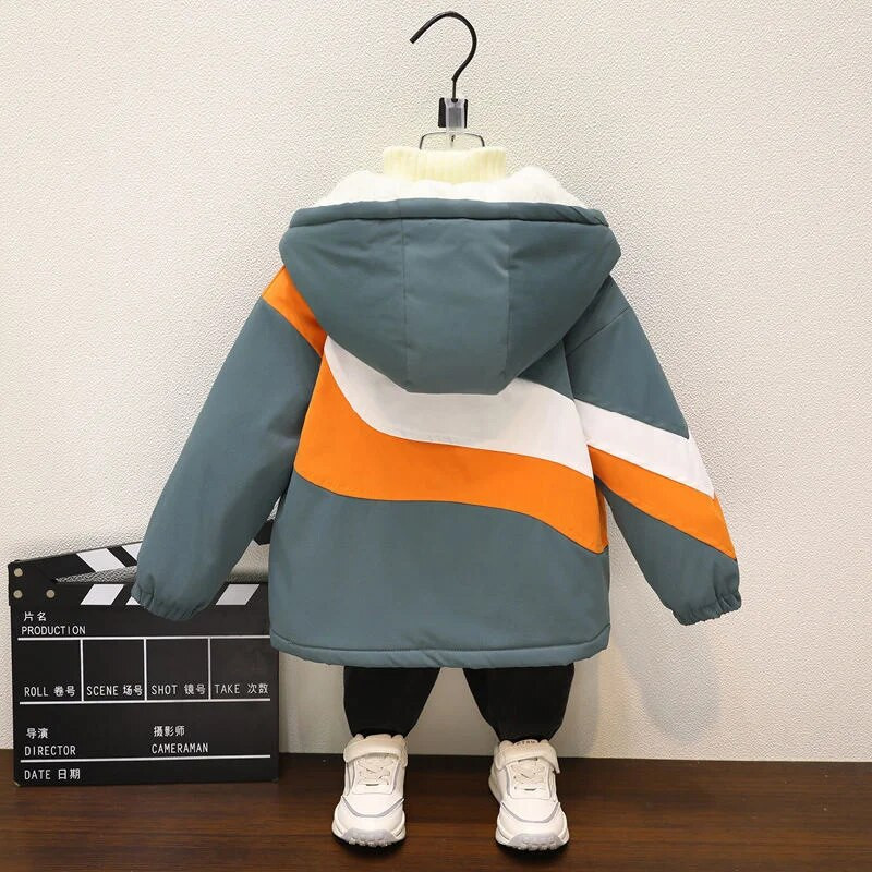 Μπουφάν για αγόρια Παλτό Πανωφόρι Βαμβακερό 2023 Zipper Warm Plus Velvet Thicken Χειμερινά Χριστουγεννιάτικα Παιδικά Ρούχα