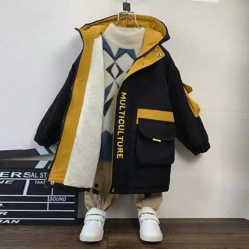 Μπουφάν για αγόρια Πανωφόρι Βαμβακερό 2023 Νέο Warm Thicken Velvet Χειμερινά αθλήματα Εφηβικής Σχολής Παιδικά Παιδικά Ρούχα