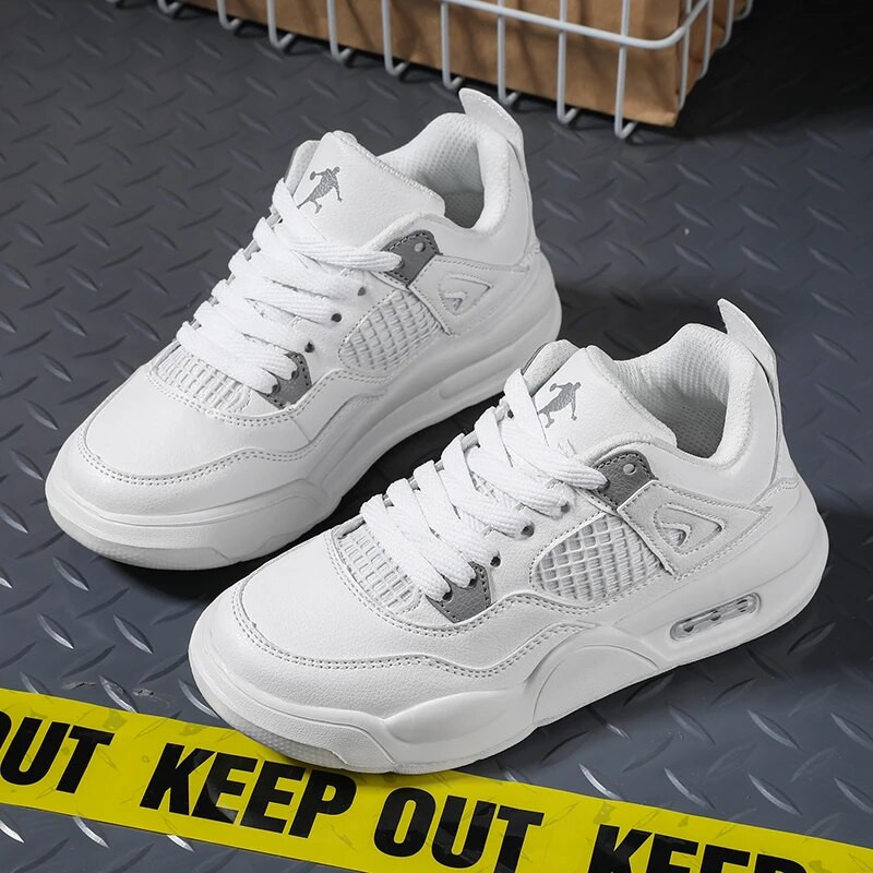 Vaikiški sportiniai bateliai berniukams Balta madingi plokščiapadžiai čiuožimo batai vaikams sportiniai tenisas nuo 6 iki 12 metų odiniai laisvalaikio sportbačiai berniukams