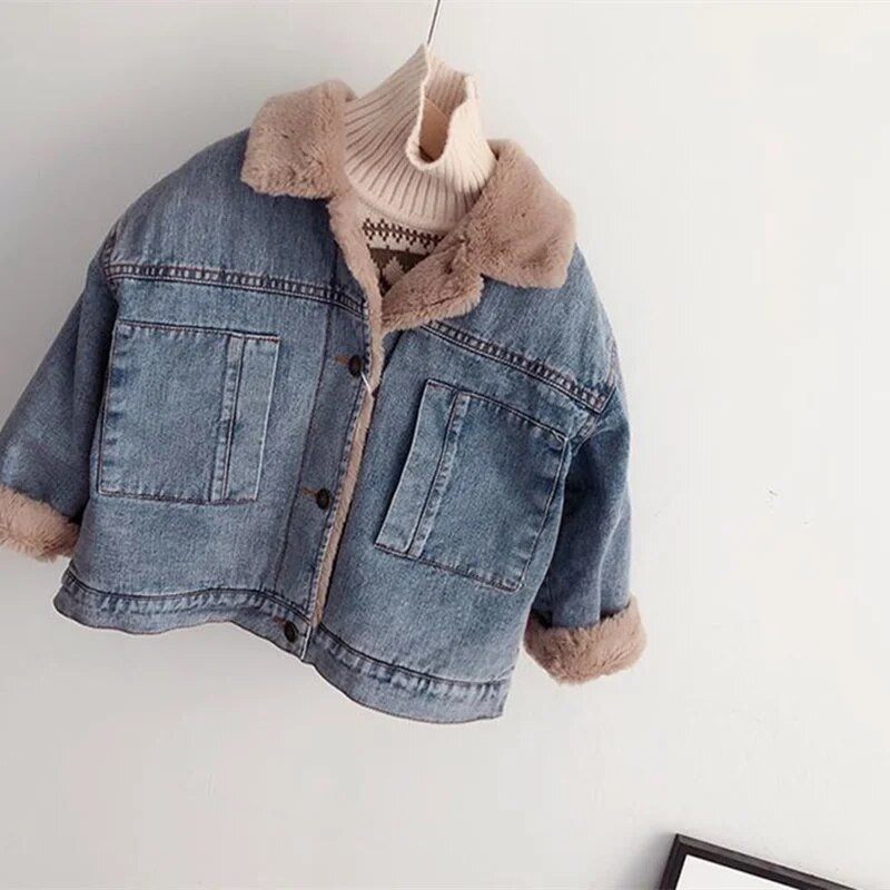 Berniukų paltas Striukė Viršutiniai drabužiai Viršutiniai medvilniniai 2023 m. Jean Thicken Plus Velvet Žiemos Rudens Mokyklos Dovanų Paltas Vaikiški Drabužiai