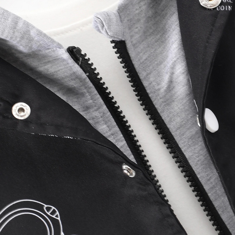 2023 Jesen Zima Big Boy modni udobni kaput dugih rukava s patentnim zatvaračem s kapuljačom i printom za djecu 8 9 10 11 12 godina