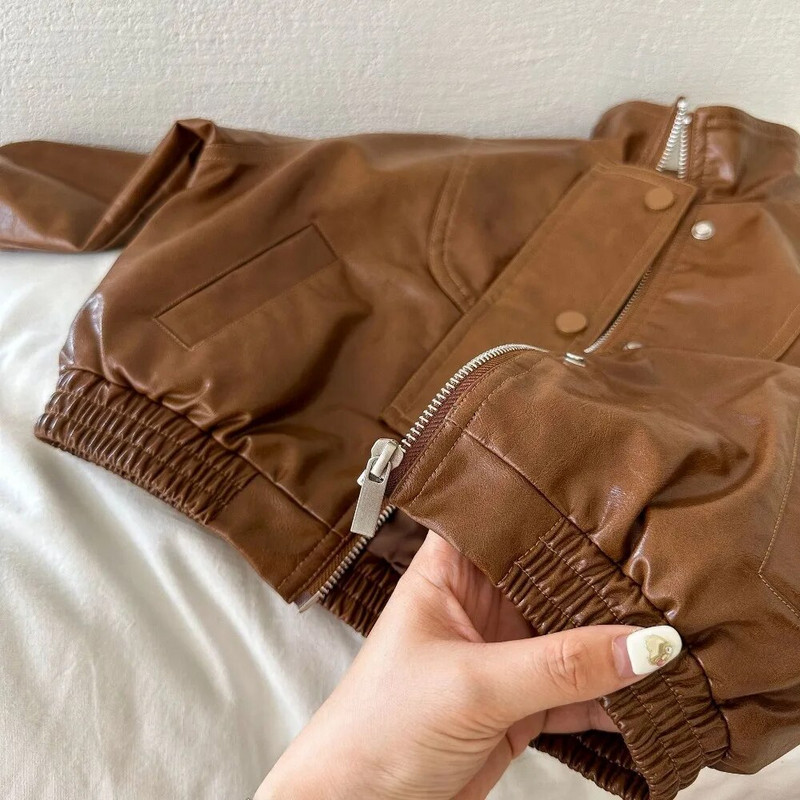 Νέα για αγόρια μπουφάν για την άνοιξη και το φθινόπωρο Street Fashion Παλτό PU Μακριά μανίκια Φερμουάρ Δροσερά όμορφα ρούχα Παιδικά ρούχα 1-7 ετών