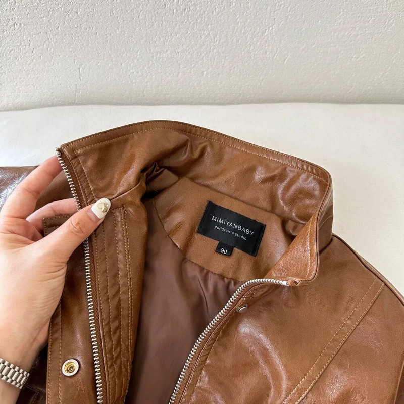 Νέα για αγόρια μπουφάν για την άνοιξη και το φθινόπωρο Street Fashion Παλτό PU Μακριά μανίκια Φερμουάρ Δροσερά όμορφα ρούχα Παιδικά ρούχα 1-7 ετών