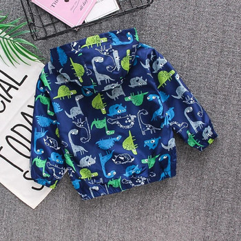 Νέα άφιξη για αγόρια μπουφάν Φθινόπωρο 2021 Κινούμενα σχέδια Dinosaur Animal Blue Baby Clothes Jacket Zipper Cardigan για αγόρια 2-6 ετών